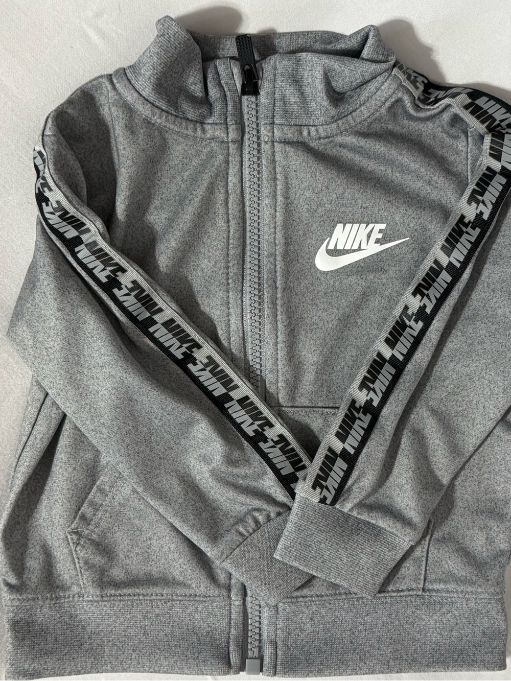 Nike Grey Kids' Full-Zip Track Jacket with Logo Tape
